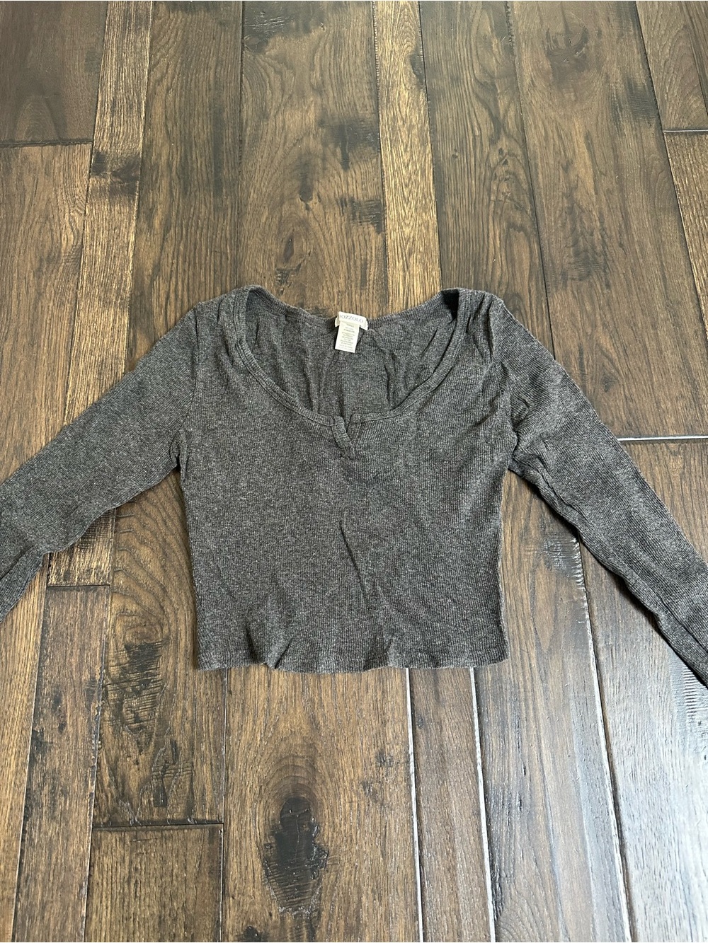 Fashion Nova Charcoal Gray Cropped Long Sleeve Top – Size Small